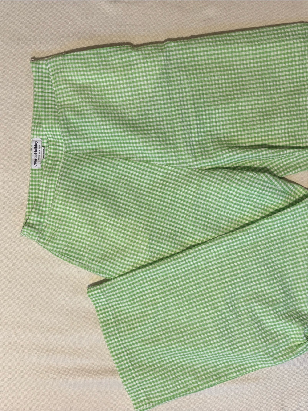 Charlie Holiday Light Green Gingham Set Cropped top and high waisted pants